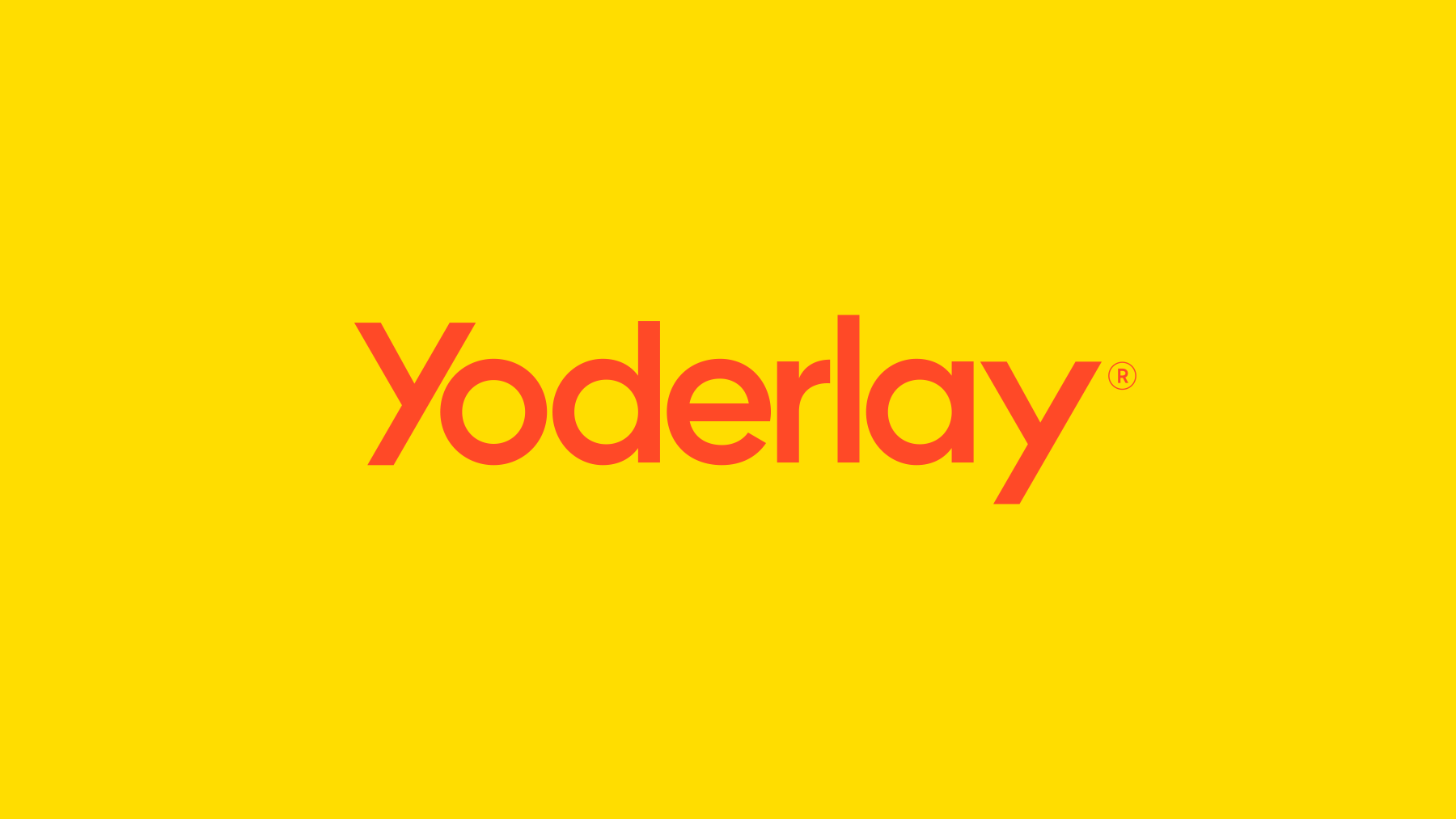 Yoderlay brand design typography in orange.
