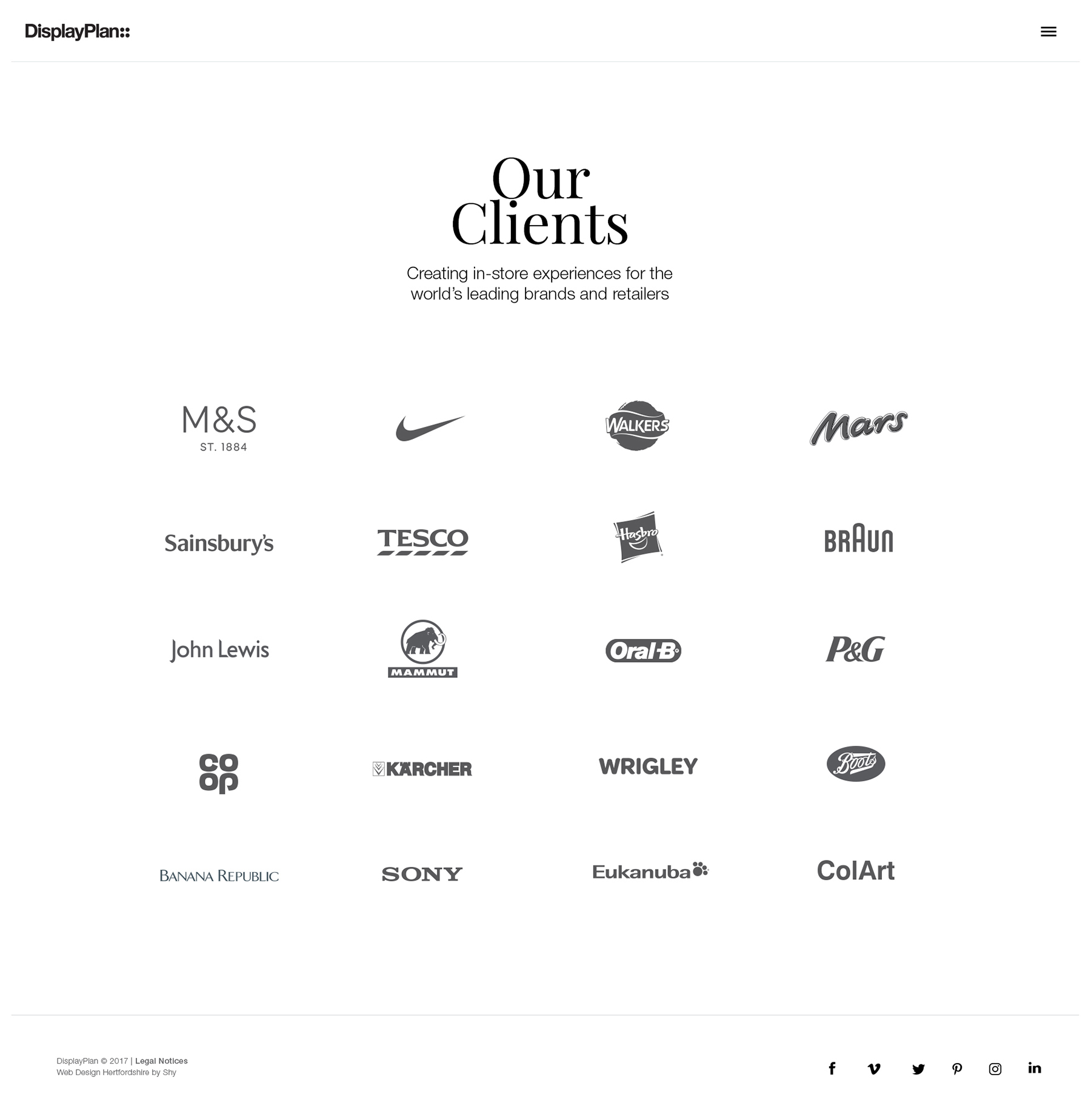 Design of the "Our Clients" page for the Displayplan website.